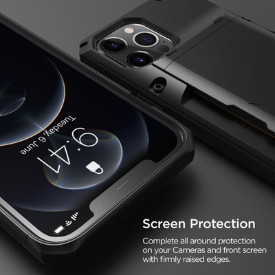 Untuk iPhone 12 Pro Max dengan [4 kartu]Slot dompet kartu kredit solid premium untuk iPhone 12 Pro Max 6,7 inci