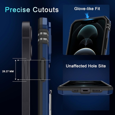 iPhone 12 Pro Max dengan Slide Camera Cover+Screen Protector ((1 Paket), Rotated Ring Kickstand Kelas Militer Shockproof
