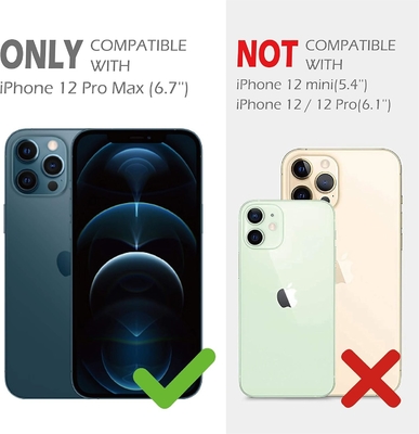 Kasus iPhone 12 Pro Max dengan Tutup Kamera &amp; Kickstand, Tutup Perisai Kelas Militer,