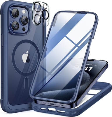 Magnetik untuk iPhone 12 Pro Max Case Full-Body Built-in Glass Screen Protector&amp; Camera Protector