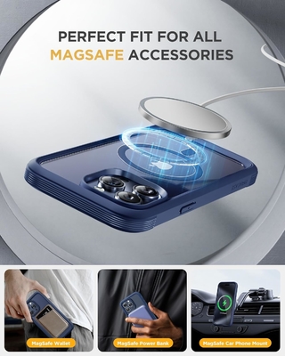 Magnetik untuk iPhone 12 Pro Max Case Full-Body Built-in Glass Screen Protector&amp; Camera Protector