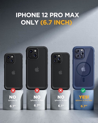 Magnetik untuk iPhone 12 Pro Max Case Full-Body Built-in Glass Screen Protector&amp; Camera Protector