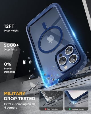 Magnetik untuk iPhone 12 Pro Max Case Full-Body Built-in Glass Screen Protector&amp; Camera Protector