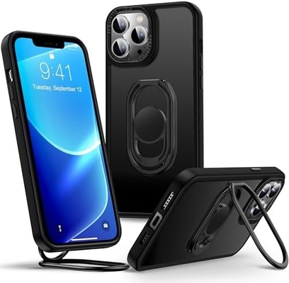 Shields Up untuk iPhone 12 Pro Max Case dengan Stand, Phone Case Clear dengan Double Ring Holder [Adjustable &amp; Foldable]