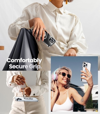 Shields Up untuk iPhone 12 Pro Max Case dengan Stand, Phone Case Clear dengan Double Ring Holder [Adjustable &amp; Foldable]