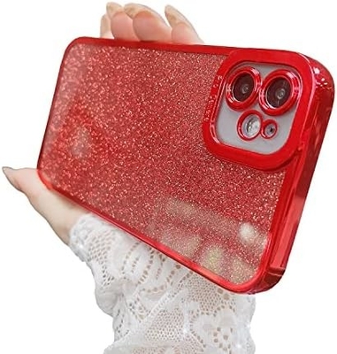 Desain kasus transparan iPhone 12 Pro Max, terintegrasi glitter mewah kertas berkilau, pop dan indah