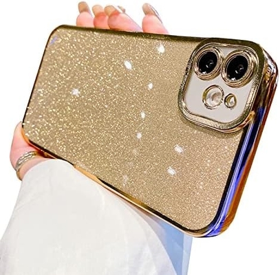 Desain kasus transparan iPhone 12 Pro Max, terintegrasi glitter mewah kertas berkilau, pop dan indah