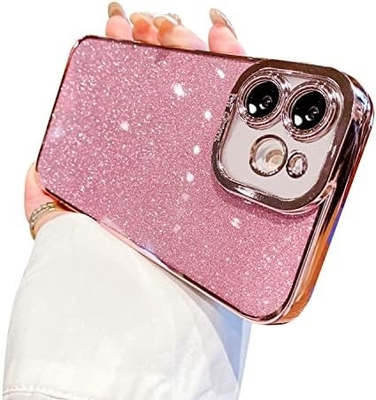 Desain kasus transparan iPhone 12 Pro Max, terintegrasi glitter mewah kertas berkilau, pop dan indah