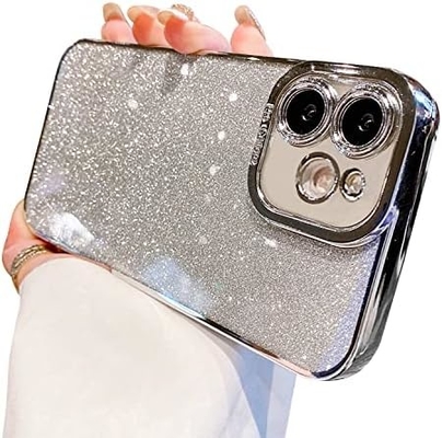 Desain kasus transparan iPhone 12 Pro Max, terintegrasi glitter mewah kertas berkilau, pop dan indah