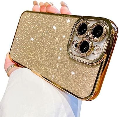 Desain kasus transparan iPhone 12 Pro Max, terintegrasi glitter mewah kertas berkilau, pop dan indah