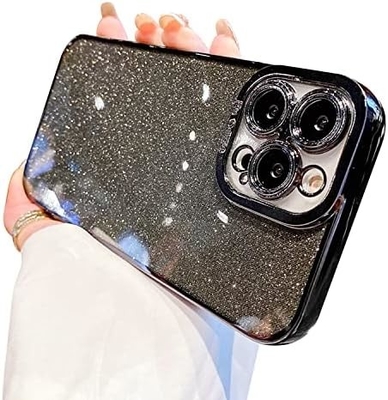 Desain kasus transparan iPhone 12 Pro Max, terintegrasi glitter mewah kertas berkilau, pop dan indah
