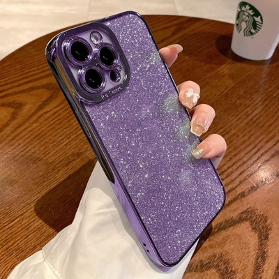 Desain kasus transparan iPhone 12 Pro Max, terintegrasi glitter mewah kertas berkilau, pop dan indah