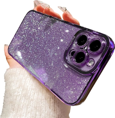 Desain kasus transparan iPhone 12 Pro Max, terintegrasi glitter mewah kertas berkilau, pop dan indah