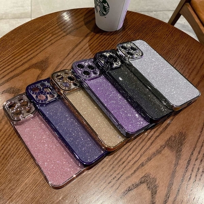 Desain kasus transparan iPhone 12 Pro Max, terintegrasi glitter mewah kertas berkilau, pop dan indah