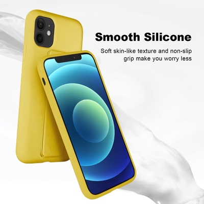 Kasus Kickstand Silikon Kompatibel dengan casing iPhone 11 ((6.1 in) Stand vertikal dan horisontal Hand Strap Metal Kickstand