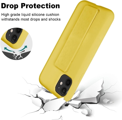 Kasus Kickstand Silikon Kompatibel dengan casing iPhone 11 ((6.1 in) Stand vertikal dan horisontal Hand Strap Metal Kickstand