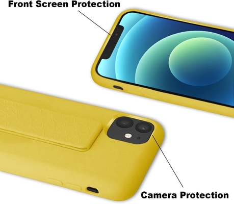 Kasus Kickstand Silikon Kompatibel dengan casing iPhone 11 ((6.1 in) Stand vertikal dan horisontal Hand Strap Metal Kickstand