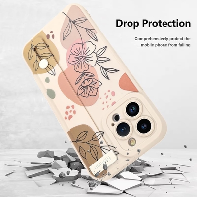 iPhone 12 Pro Max Kasus silikon dengan tali untuk Wanita Gadis Cute Bunga Bunga Pola Desain Adjustable Soft Wirstband
