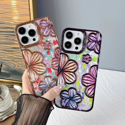 iPhone 12 Pro Max Case 6.7 Inch,Clear 3D Flower Phone Case for Women Girls Luxury Plating Floral Case Cover Estetika