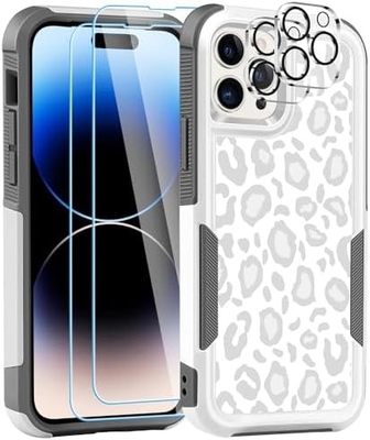 [5 dalam 1 untuk iPhone 15 Plus Case,dengan 2 Paket Screen Protector + 2 Paket Kamera Lens Protector,Heavy-Duty Tough Rugged