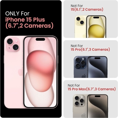 [5 dalam 1 untuk iPhone 15 Plus Case,dengan 2 Paket Screen Protector + 2 Paket Kamera Lens Protector,Heavy-Duty Tough Rugged