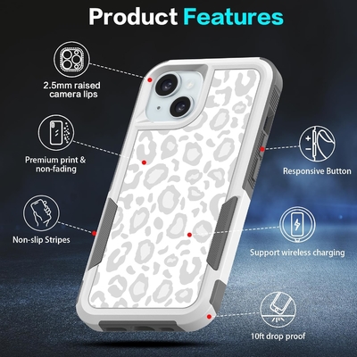[5 dalam 1 untuk iPhone 15 Plus Case,dengan 2 Paket Screen Protector + 2 Paket Kamera Lens Protector,Heavy-Duty Tough Rugged