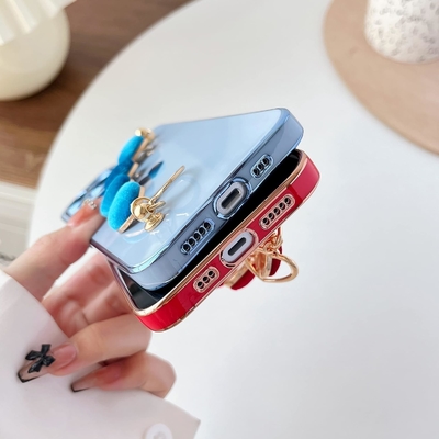 untuk iPhone 12 Pro Max Case,Cute Plating Love Heart Wrist Strap Chain Bracelet Soft Kompatibel dengan