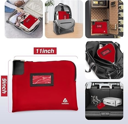 Waterproof Cash Bag dengan kunci dan 2 Kunci, Tas uang dengan Zipper, Tas keamanan untuk uang tunai, Bag Deposit Bank Money tahan lama, tas dokumen nilon, Coin Check Wallet Bag, tas uang tunai kecil, 11 x 9 Inch, Merah