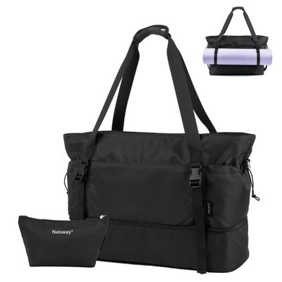 Tas ransel perjalanan wanita untuk perjalanan, tas tangan, tas ransel, dengan kompartemen sepatu dan kantong basah, tas tikar yoga, tas malam akhir pekan