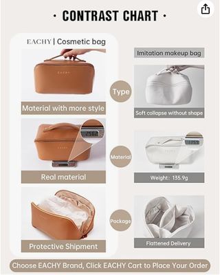 EACHY Travel Makeup Bag,Large Capacity Cosmetic Bags for Women,Waterproof Portable Pouch Open Flat Toiletry Bag Pattern Makeup Bag