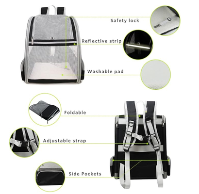 Tas ransel hewan peliharaan dengan tirai, cocok untuk kucing dan anjing kecil.
