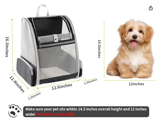 Tas ransel hewan peliharaan dengan tirai, cocok untuk kucing dan anjing kecil.
