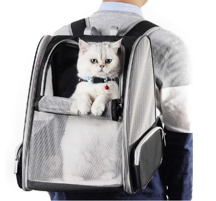 Tas ransel hewan peliharaan dengan tirai, cocok untuk kucing dan anjing kecil.