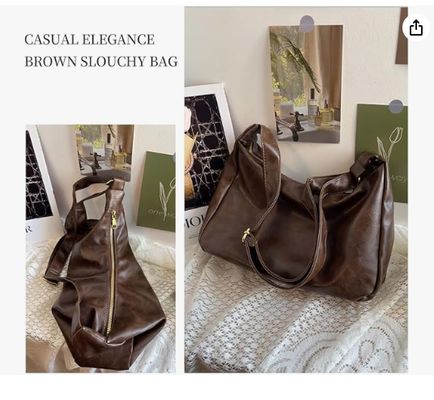 Tas Hobo untuk Wanita, Tas Bahu Kulit Vegan Lipat Ultra Lembut, Dompet Tote Bergaya