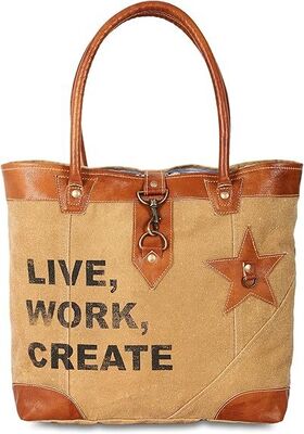 Upcycled Large Canvas shoulder Bag for women canvas tote boho handbag