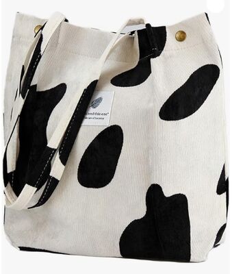 Tas Tote Korduroi Tas Tote Lucu untuk Wanita Tas Bahu dengan Kantong Dalam untuk Kerja Pantai Perjalanan dan Belanja Bahan Makanan