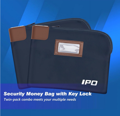 IPO Waterproof Cash Bag with Key Lock, 2 Pack Money Pouch Tas Deposit Bank, 11 x 8.6 Inch, Aksesoris Kunci Pria & Wanita Kantong untuk Uang Tunai, Kantong Uang Perjalanan Portable Melindungi Paspor, Barang Berharga