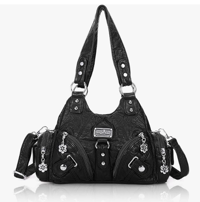 Tas untuk Wanita Tas Bahu Hobo Kecil Tas Vagen Kulit Multi-Pocket Tote Bag dengan Zipper