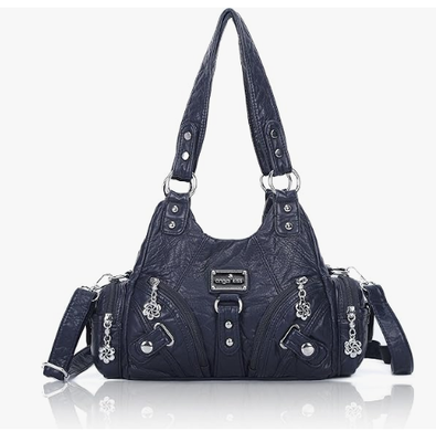 Tas untuk Wanita Tas Bahu Hobo Kecil Tas Vagen Kulit Multi-Pocket Tote Bag dengan Zipper