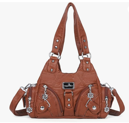 Tas untuk Wanita Tas Bahu Hobo Kecil Tas Vagen Kulit Multi-Pocket Tote Bag dengan Zipper