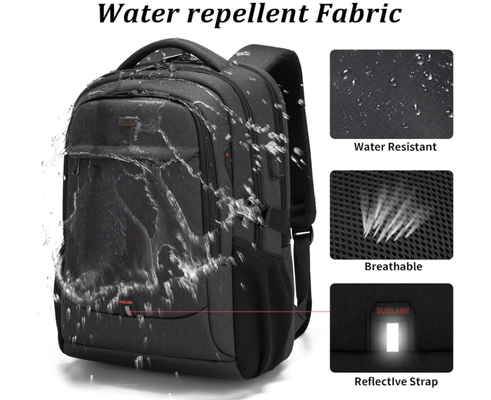 17 Inch Laptop Backpack untuk Travel Water Resistant College Backpack untuk Pria/Wanita Laptop Bag dengan USB Charging Port, Hitam