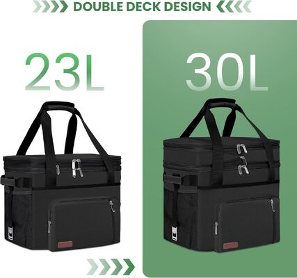 Tas Pendingin Double Deck - 60 Kaleng Tahan Bocor Terisolasi Portabel Pendingin Makan Siang Lembut, Pendingin Kotak Es Ekstra Besar yang Dapat Diperluas untuk Pantai, Piknik, Berkemah, Berbelanja