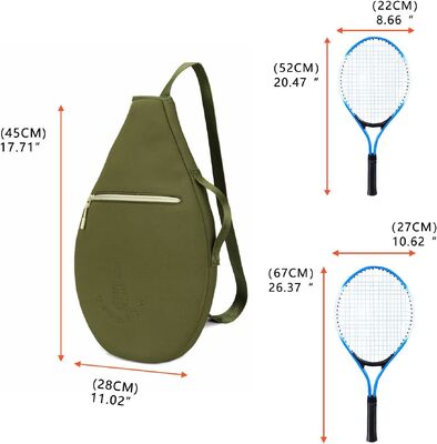Pelindung Tas Raket Tenis Berbantalan Neoprene dengan Kantong | Desain Lengan Lembut, 2 Kompartemen, Muat Raket Tenis, Squash, Badminton, Dibawa dengan Satu Bahu atau Melintasi Tubuh