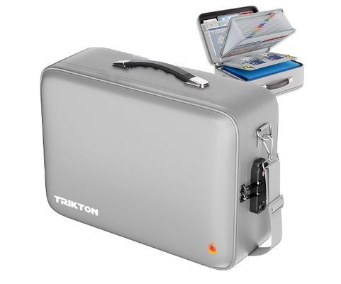 XXL Legal-Size Fire & Water-Resistant Document Box dengan TSA Lock - Hard-Shell Case (17×13×6 in) Hard Case File Organizer untuk Dokumen Penting, Laptop, Paspor, Wasiat & Sertifikat
