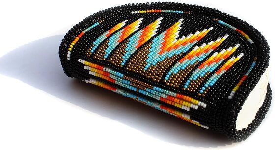 Lightweight OU Heart Beaded Coin Bag Handmade and Stadium Sized with Secure Side Zip Closure Perfect for Game Day Events