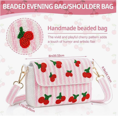 Tas Bahu Manik-manik Buatan Tangan untuk Wanita, Dompet Selempang Manik-manik 5 x 8 x 1,75 Inci