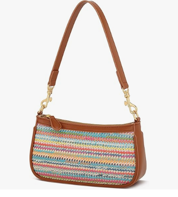 Tas Selempang Mini Hitam Kecil Wanita, Penutup Ritsleting Tas Bahu Imut | 2 Tali Lepas Pasang, Tas Ketiak Retro, Tas Selempang Klasik, Tas Tangan Wanita