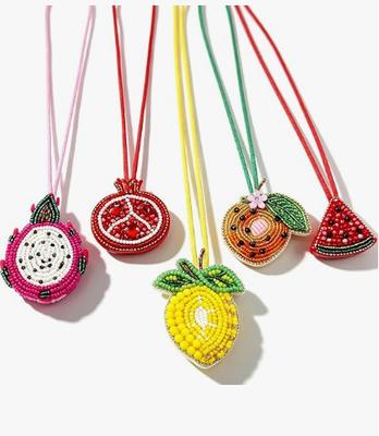 5PCS Patch Beaded Bag Charm Fruit Purse Charms for Handbags Summer Keychain 500.000 Tas Kecil Charm, Dragon Fruit Pomegranate Watermelon Orange Lemon Bag Charms, Beads And Rhinestones, Hand-Sewn