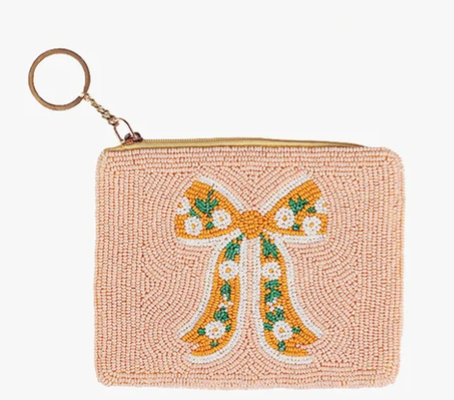 Tas koin bertali Ricki dengan bagian depan dan belakang bertali Aman tutup zip dan cincin kunci nada emas untuk penyimpanan koin yang nyaman