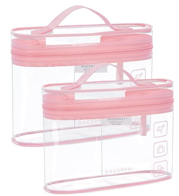Tas Toilet, 2 Paket Clear Makeup Cosmetic Bag Organizer, Separuh Ukuran Travel Bag untuk Toilet, Bawa-on Travel Aksesoris Esensial
